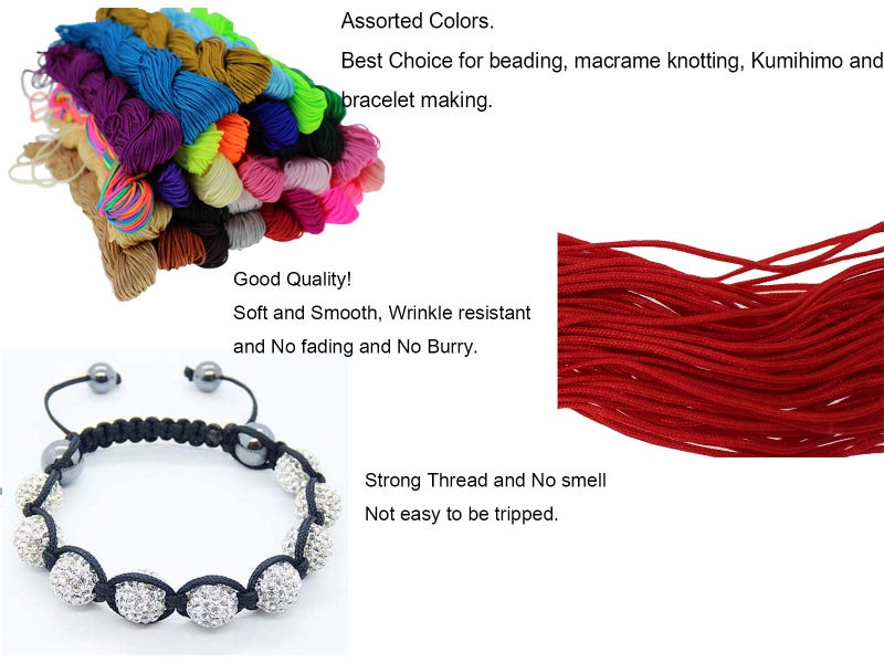 Pamir Tong 1mm Chinese Knotting Cord 900 Yards Assortment Braided Nylon Bracelet Beading Cord Beading String for Lanyard-Bracelet-Necklace-DIY Crafts- Kumihimo Supplies & Jewelry Making - Image 5